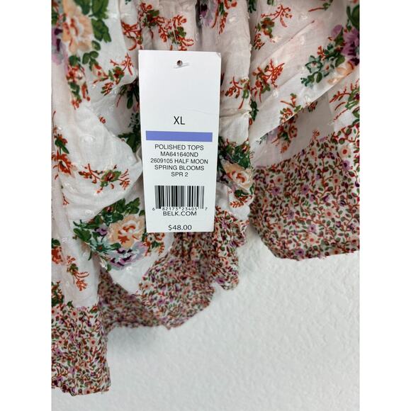 New Directions Top Women’s Blouse XL Floral Sheer Spring Summer Boho Cottagecore - Picture 3 of 11